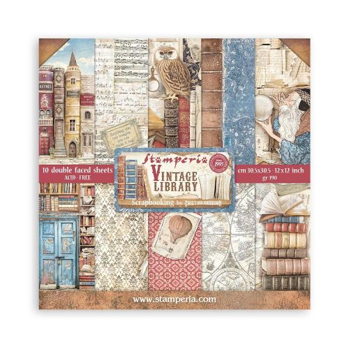 Stamperia - Scrapbooking Pad (12"x12") - Vintage Library - Postage as per Actual