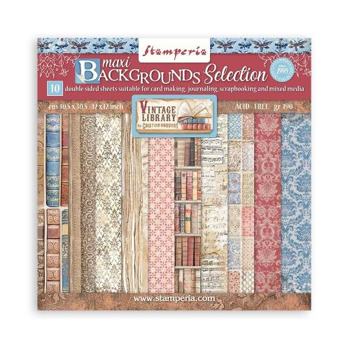 Stamperia - Maxi Background Selection (12"x12") - Vintage Library - Postage as per Actual