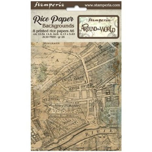 Stamperia - Around the World A6 Rice Paper Backgrounds (8pcs) (DFSAK6005)