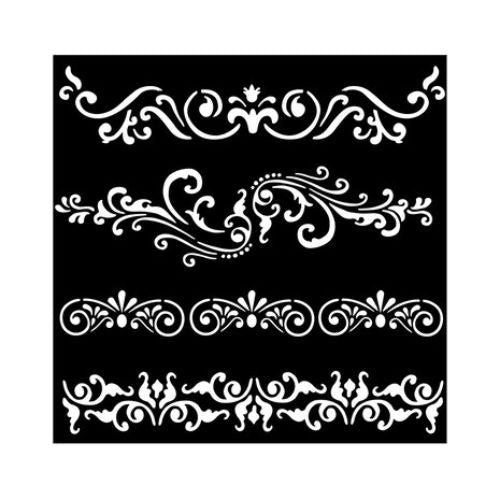 Stamperia - Around the World Thick Stencil 18x18cm Borders (KSTDQ81)