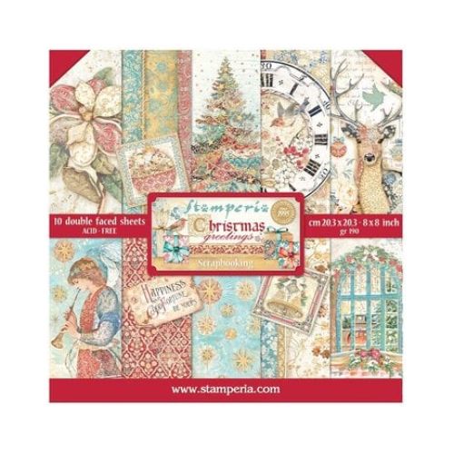 Stamperia - Christmas Greetings 8√ó8 Inch Paper Pack (SBBS86)