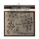 Stamperia - Thick stencil - Christmas Joy, Love, Happiness (18X18cm) (KSTDQ89)