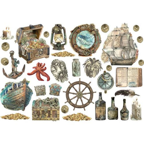 Stamperia - Songs of the Sea Ephemera Sea Sailing Ship and Elements (34pcs) (DFLCT30)