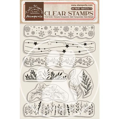 Stamperia 14x18 cm Acrylic Stamp Create Happiness Christmas Borders With Leaves
