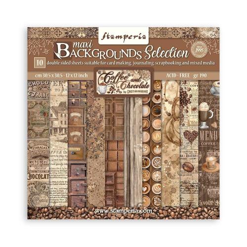 Stamperia - Scrapbooking Pad (12"x12") Maxi Background selection - Coffee and Chocolate (SBBL145) - Postage as per Actual