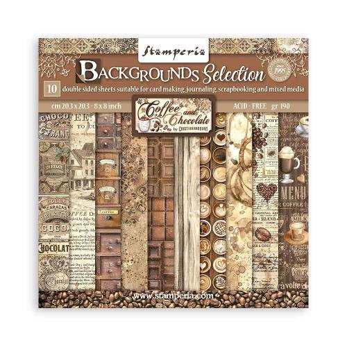 Stamperia - Scrapbooking Small Pad (8"X8") Backgrounds Selection - Coffee and Chocolate (SBBS94)