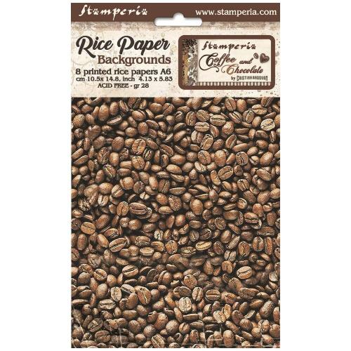 Stamperia - Selection 8 Rice paper A6 backgrounds - Coffee and Chocolate (DFSAK6012)