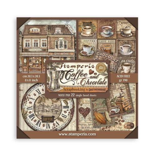 Stamperia - Scrapbooking Pad (8"X8") Single Face - Coffee and Chocolate (SBBSXB01)