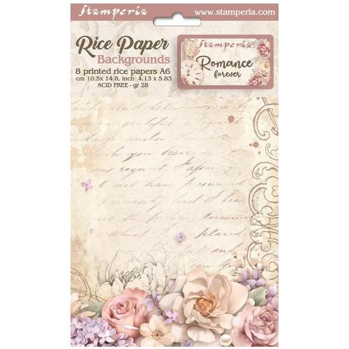 Stamperia - Selection 8 Rice paper A6 backgrounds - Romance Forever (DFSAK6014)