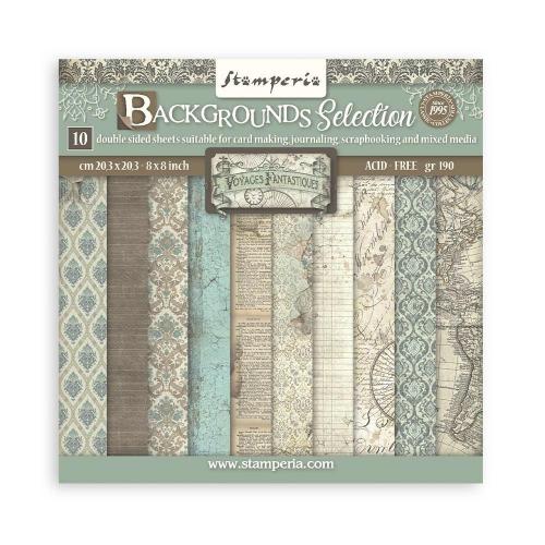 Stamperia - Scrapbooking Small Pad 8" x 8" Backgrounds Selection - Voyages Fantastiques (SBBS97)