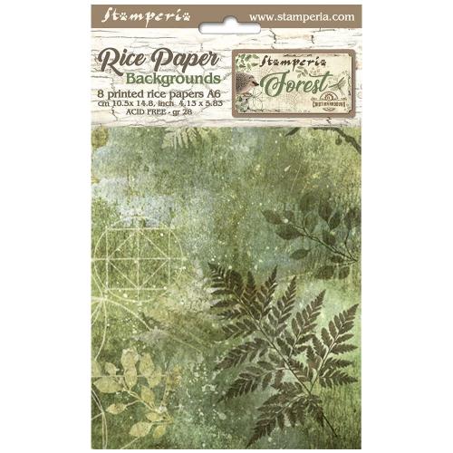 Stamperia Forest A6 Rice Paper Backgrounds (8pcs) (DFSAK6030)