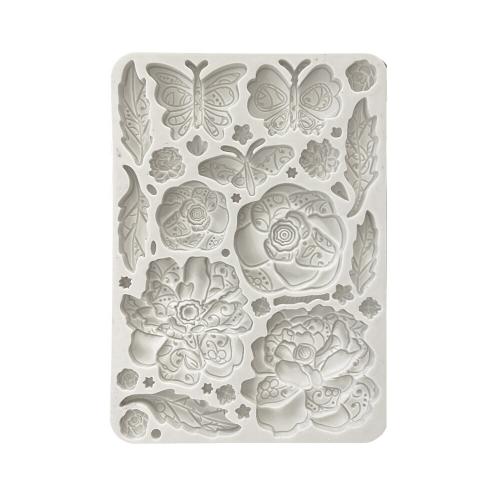 Stamperia Old Lace Silicon Mould A5 Butterfly and Flowers (KACMA544)