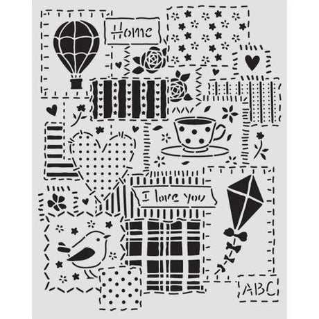 Stamperia Family Thick Stencil 20x25cm Patchwork (KSTD197)