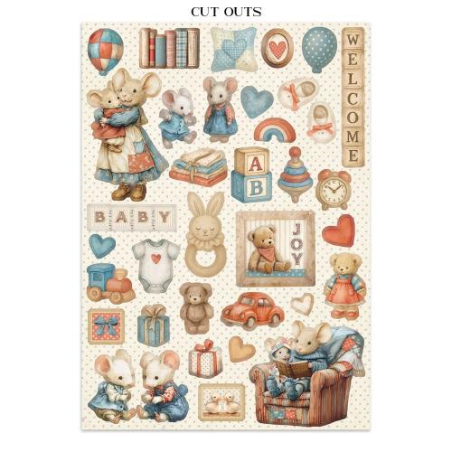 Stamperia Baby Junk Journal Stickers, Backgrounds, Cut-Outs (SBJK12)