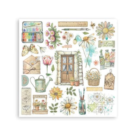 Stamperia Daisy Art Rub-On 15,5x15,5cm Assortment (6pcs) (DFLRBX08)