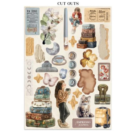 Stamperia Secret Diary Junk Journal Stickers, Backgrounds, Cut-Outs (SBJK15) - Postage as per Actual