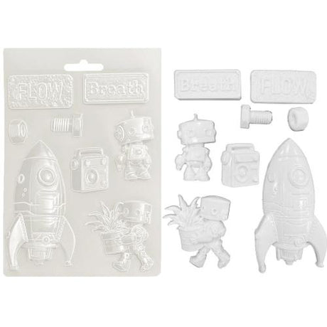 Stamperia A New Beginning A5 Soft Mould Spaceship and Robot (K3PTA5679)