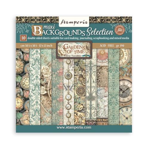 Stamperia Gardens of Time 12x12 Inch Paper Pack Maxi Background Selection by Antonis Tzanidakis (SBBL186) - Postage as per Actual