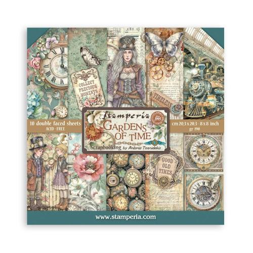 Stamperia Gardens of Time 8x8 Inch Paper Pack by Antonis Tzanidakis (SBBS141)
