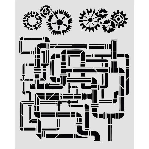 Stamperia Gardens of Time Thick Stencil 20x25cm Tubes by Antonis Tzanidakis (KSTD202)