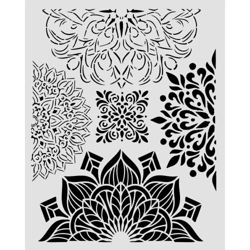Stamperia Gardens of Time Thick Stencil 20x25cm Half Friezes by Antonis Tzanidakis (KSTD204)