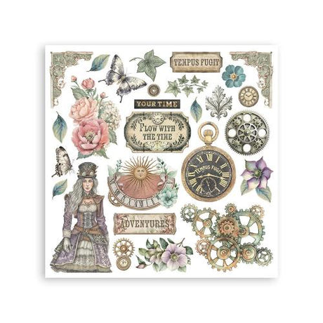 Stamperia Gardens of Time Rub-On 15,5x15,5cm Assortment (6pcs) by Antonis Tzanidakis (DFLRBX11)