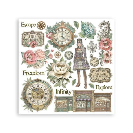 Stamperia Gardens of Time Rub-On 15,5x15,5cm Assortment (6pcs) by Antonis Tzanidakis (DFLRBX11)
