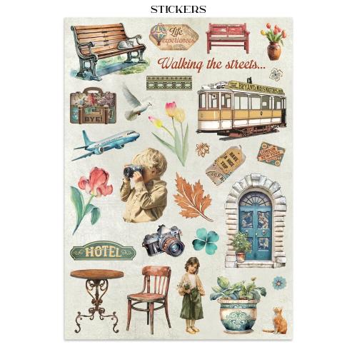 Stamperia Art of Travelling Junk Journal Stickers, Backgrounds, Cut-Outs (SBJK18)