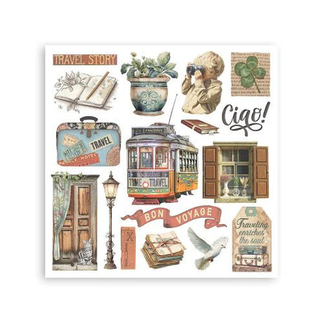 Stamperia Art of Travelling Rub-On 15,5x15,5cm Assortment (6pcs) (DFLRBX12)