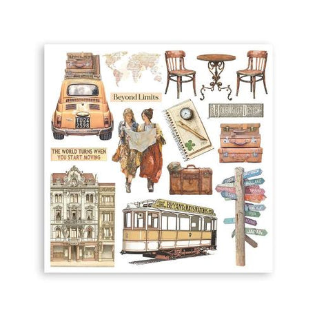 Stamperia Art of Travelling Rub-On 15,5x15,5cm Assortment (6pcs) (DFLRBX12)