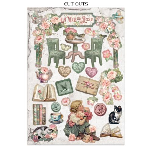 Stamperia House of Roses Junk Journal Stickers, Backgrounds, Cut-Outs (SBJK19)
