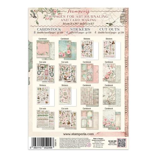 Stamperia House of Roses Junk Journal Stickers, Backgrounds, Cut-Outs (SBJK19)