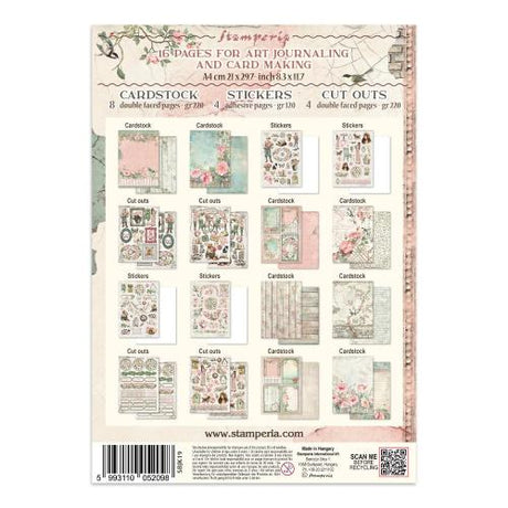 Stamperia House of Roses Junk Journal Stickers, Backgrounds, Cut-Outs (SBJK19)
