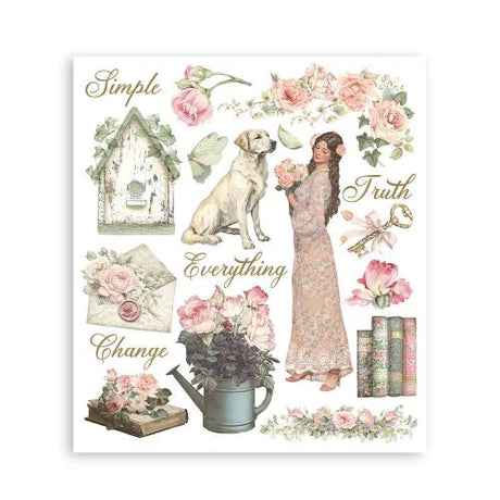 Stamperia House of Roses Rub-On 20,5x23cm Assortment (6pcs) (DFLRBXG06)
