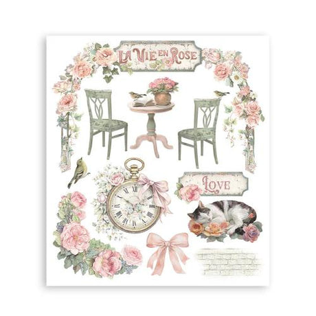 Stamperia House of Roses Rub-On 20,5x23cm Assortment (6pcs) (DFLRBXG06)