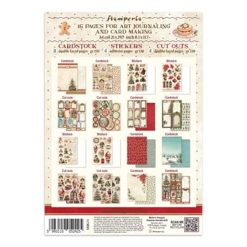 Stamperia Classic Christmas Junk Journal Stickers, Backgrounds, Cut-Outs (SBJK23)