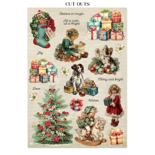 Stamperia Classic Christmas Junk Journal Stickers, Backgrounds, Cut-Outs (SBJK23)