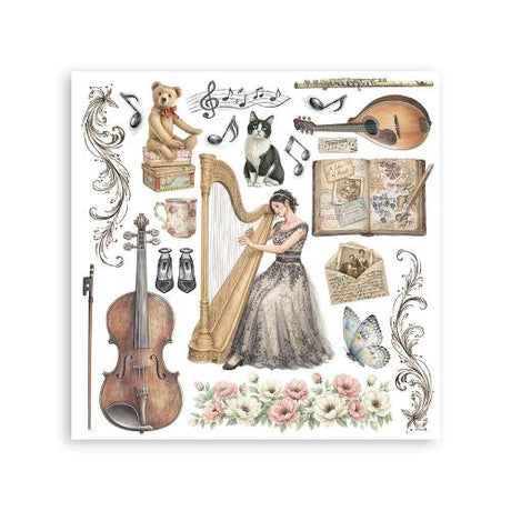 Stamperia Symphony Rub-On 15,5x15,5cm Assortment (6pcs) by Sara Alcobendas (DFLRBX16)