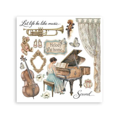 Stamperia Symphony Rub-On 15,5x15,5cm Assortment (6pcs) by Sara Alcobendas (DFLRBX16)