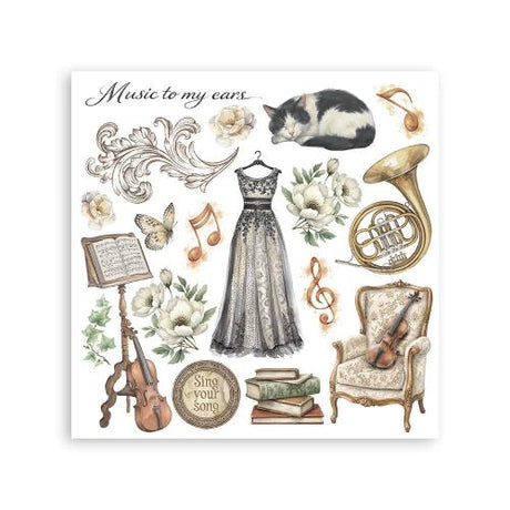 Stamperia Symphony Rub-On 15,5x15,5cm Assortment (6pcs) by Sara Alcobendas (DFLRBX16)