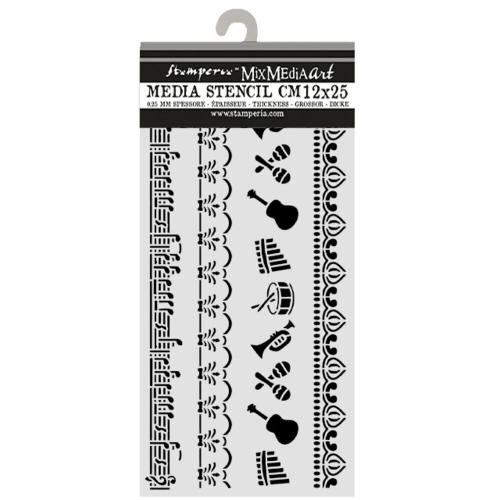 Stamperia Symphony Thick Stencils 12x25cm Borders by Sara Alcobendas (KSTDL165)