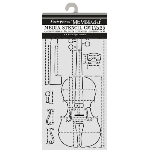 Stamperia Symphony Thick Stencils 12x25cm Violin Sections by Sara Alcobendas (KSTDL166)
