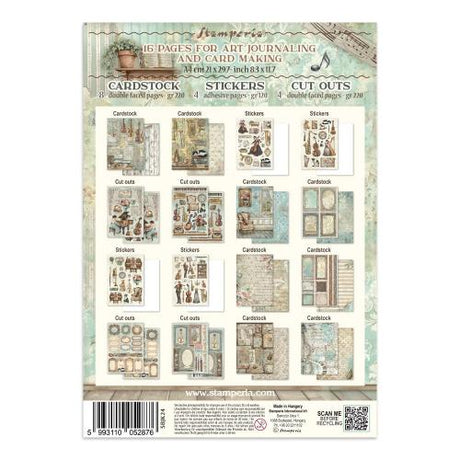 Stamperia Symphony Junk Journal Stickers, Backgrounds, Cut-Outs by Sara Alcobendas (SBJK24)
