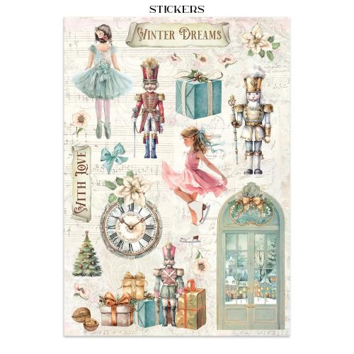 Stamperia Winter Magic Junk Journal Stickers, Backgrounds, Cut-Outs (SBJK25)