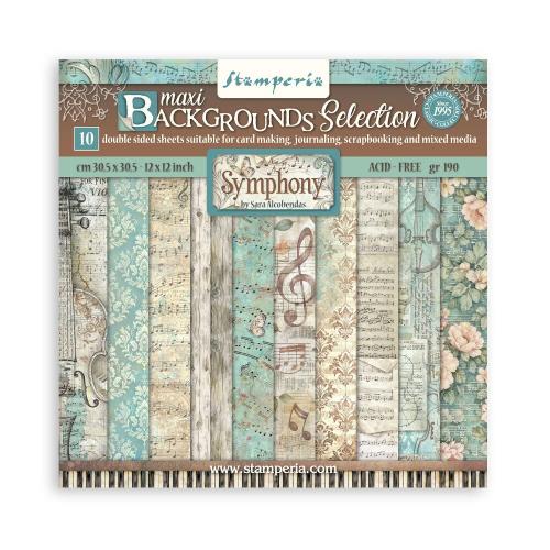 Stamperia Symphony 12x12 Inch Paper Pack Maxi Background Selection by Sara Alcobendas (SBBL189) - Postage as per Actual