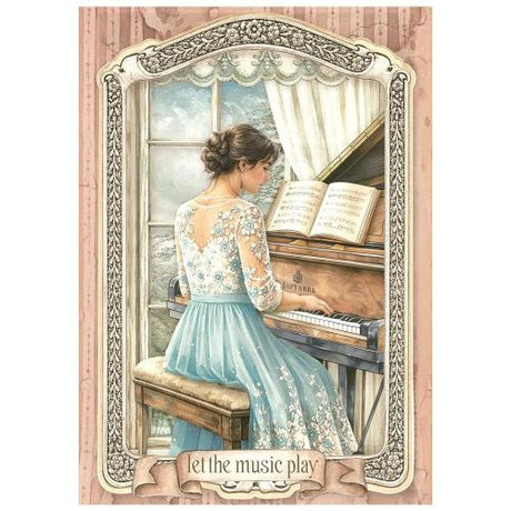 Stamperia Symphony A6 Mini Rice Paper (8pcs) by Sara Alcobendas (DFSA6X07)