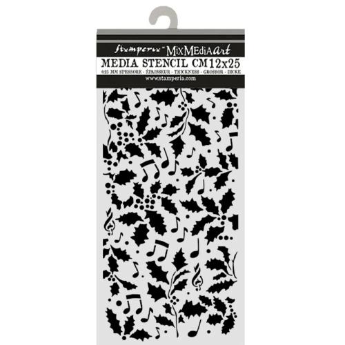 Stamperia Thick Stencils 12x25cm Christmas Holly and Leaves (KSTDL172)