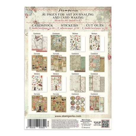 Stamperia Oriental Garden Junk Journal Stickers, Backgrounds, Cut-Outs (SBJK26)