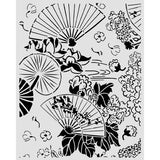 Stamperia Oriental Garden Thick Stencils 20x25cm Fans (KSTD213)