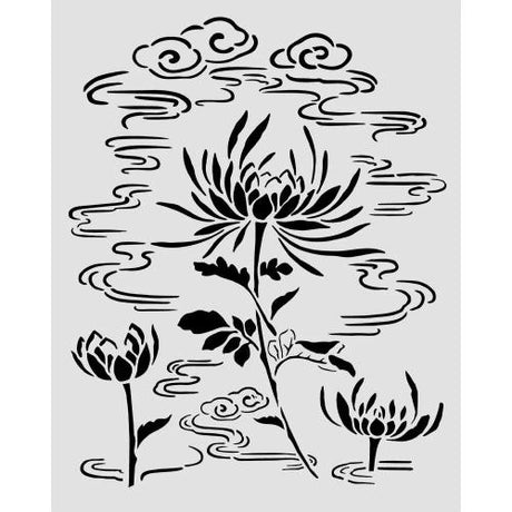 Stamperia Oriental Garden Thick Stencils 20x25cm Lotus Flower (KSTD214)
